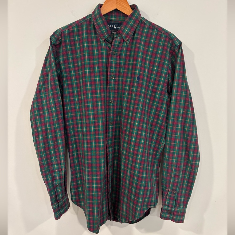 Polo Button Down Plaid Men’s Classic Fit medium